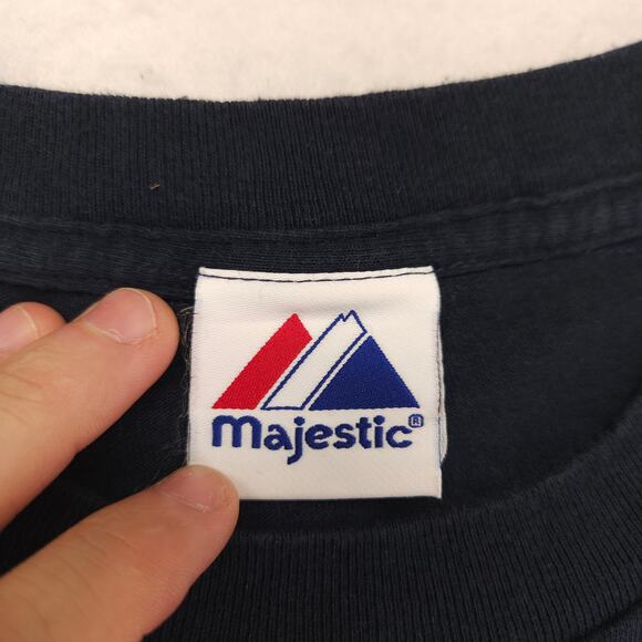 Majestic Cleveland Indians Basketball T Shirt Mens Size Extra Large XL Navy Blue - Picture 3 of 10